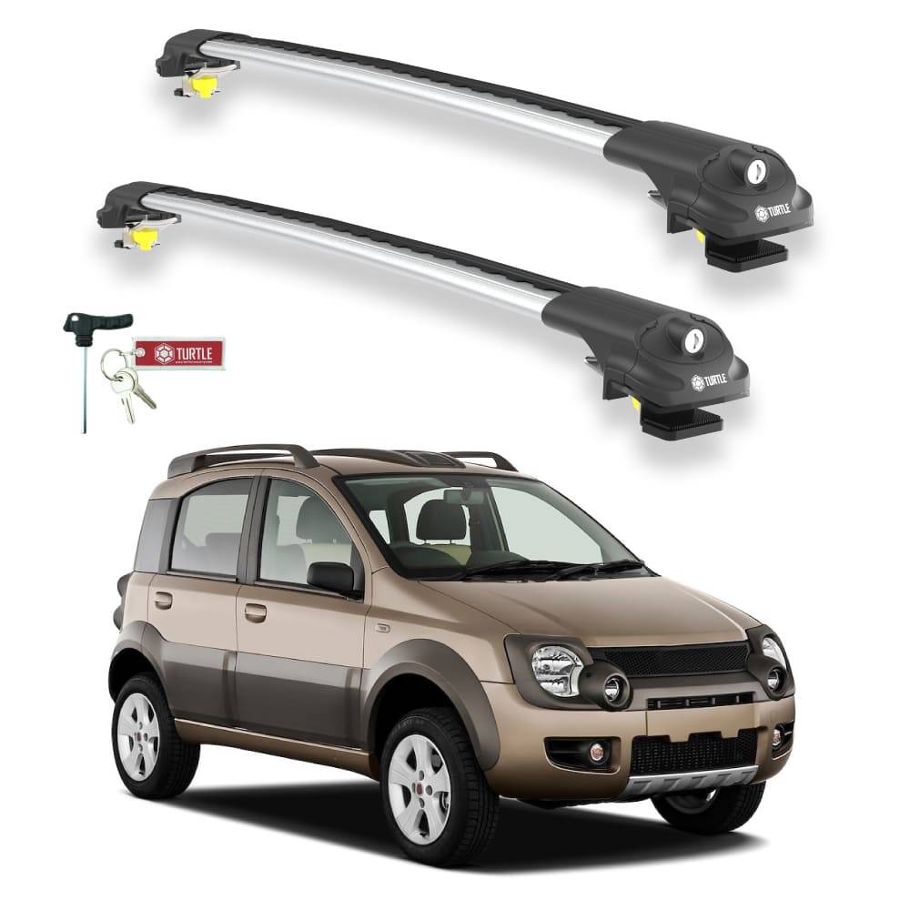 TURTLE Fits Fiat Panda (169) 2003-2011 Roof Rack Air1 Silver - 1