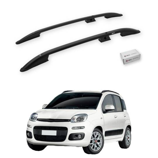 TURTLE Fits Fiat Panda (319) 2012-2021 Roof Rail Crown Black