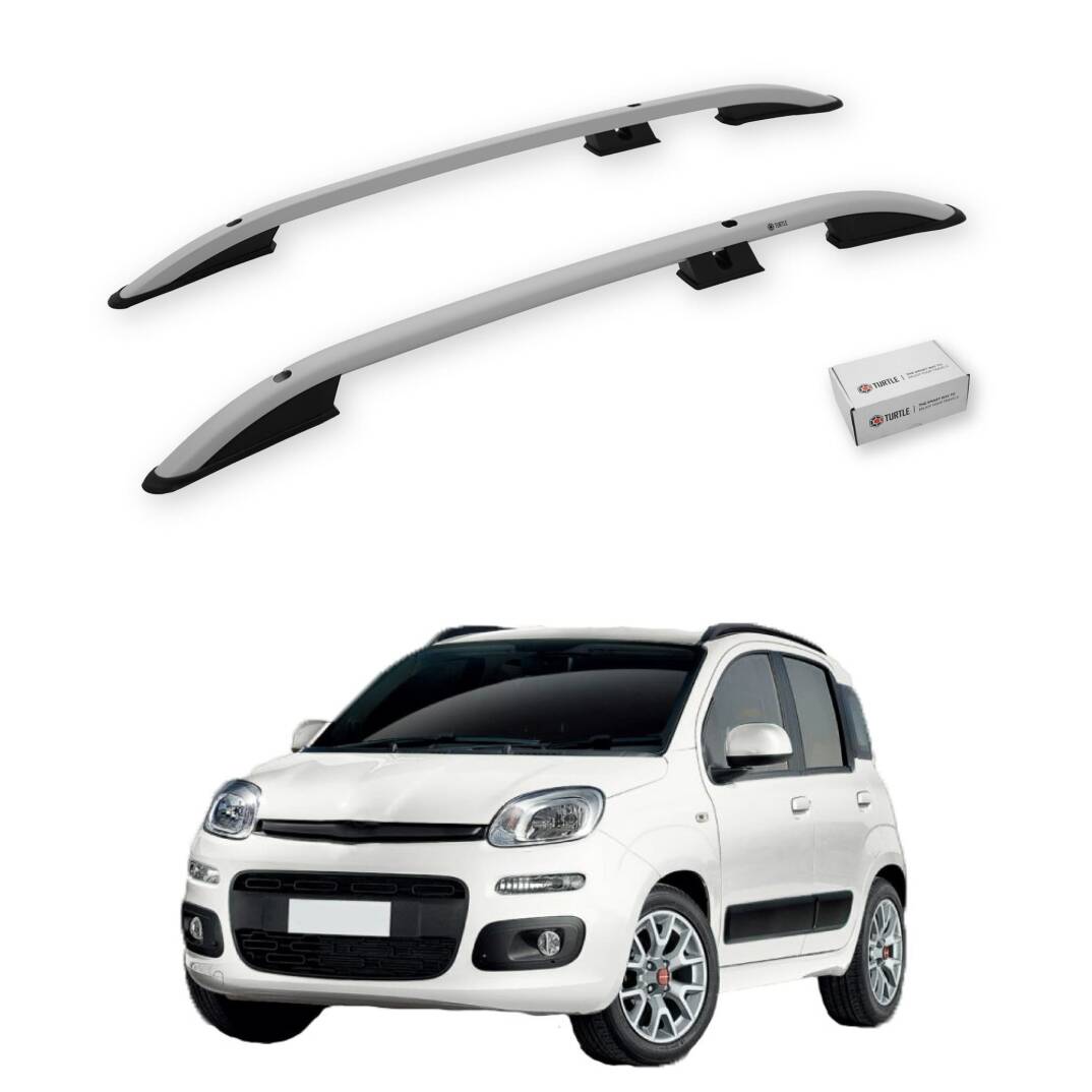 TURTLE Fits Fiat Panda (319) 2012-2021 Roof Rail Crown Silver - 1