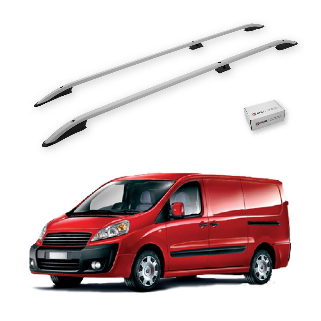 TURTLE Fits Fiat Scudo (Mk2) 2006-2016 / Lwb Roof Rail Crown Silver - 1