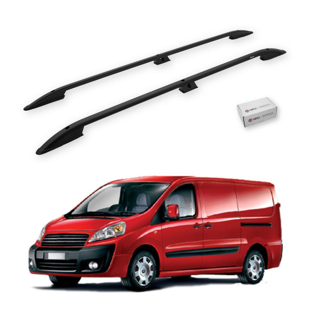 TURTLE Fits Fiat Scudo (Mk2) 2006-2016 / Swb Roof Rail Crown Black - 1