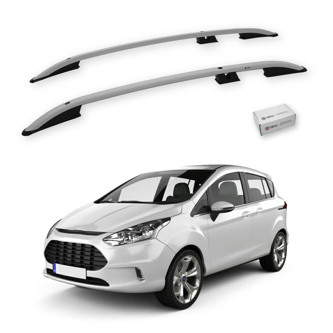 TURTLE Fits Ford B-Max (B232) 2012-2017 Roof Rail Crown Silver - 1