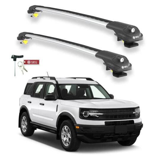 TURTLE Fits Ford Bronco Sport (Cx430) 2021-2025 Roof Rack Air1 Silver