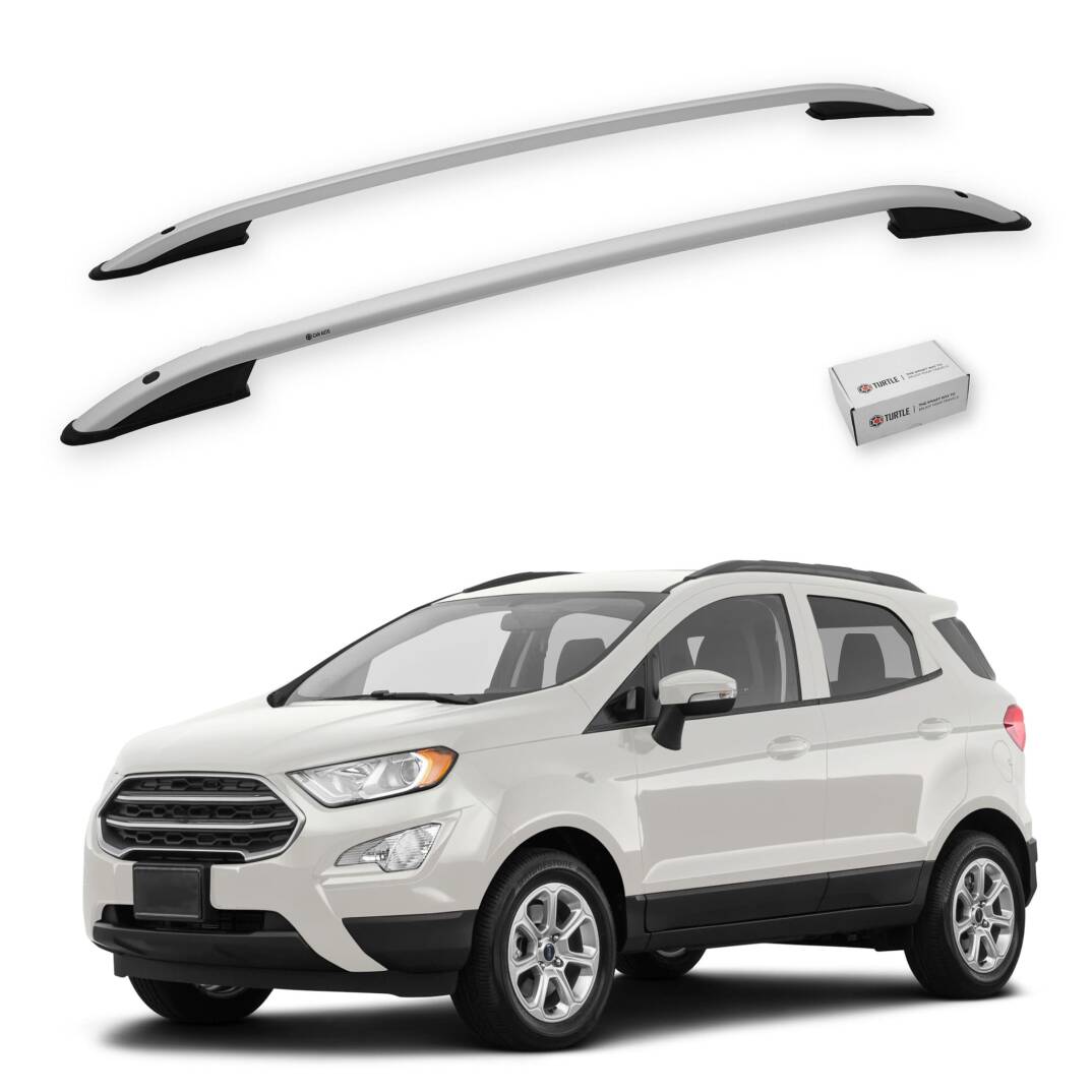 TURTLE Fits Ford Ecosport 2013-2025 Roof Rail Crown Silver - 1