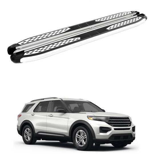 TURTLE Fits Ford Explorer (U625) 2020-2025 Side Step Plus Silver