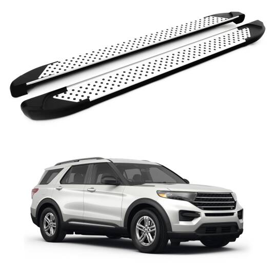 TURTLE Fits Ford Explorer (U625) 2020-2025 Side Step Sapphire V1 Silver