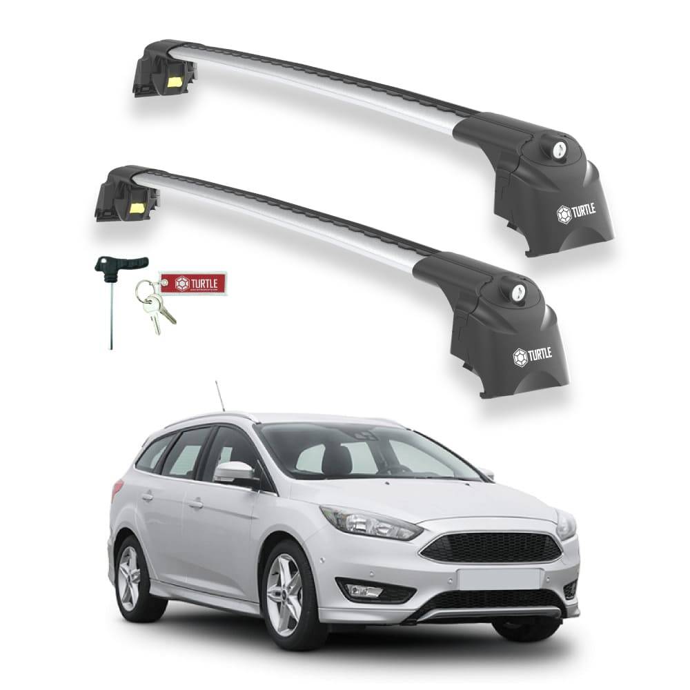 TURTLE Fits Ford Focus Estate (C346) 2011-2018 Roof Rack Air2 Silver - 1
