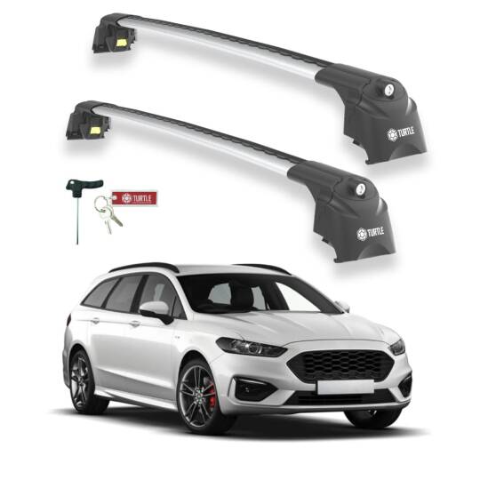 TURTLE Fits Ford Mondeo Estate (Cd391) 2015-2022 Roof Rack Air2 Silver