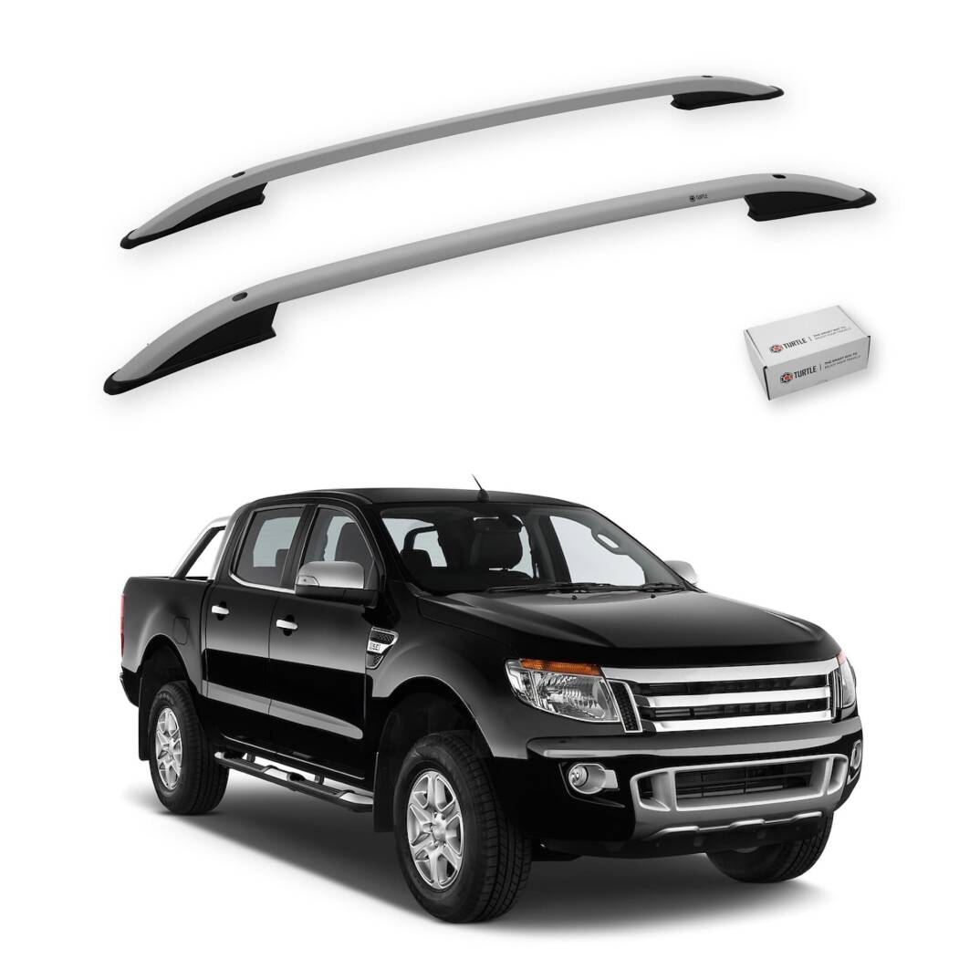 TURTLE Fits Ford Ranger (T6-P375/Px) 2011-2022 Roof Rail Crown Silver - 1