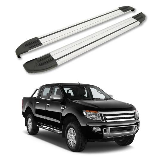 TURTLE Fits Ford Ranger (T6-P375/Px) 2011-2022 Side Step Brillant Silver