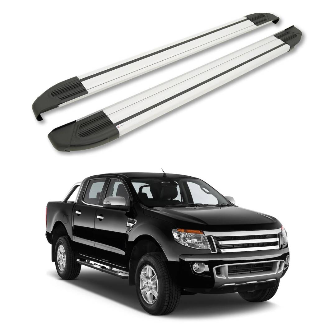 TURTLE Fits Ford Ranger (T6-P375/Px) 2011-2022 Side Step Brillant Silver - 1