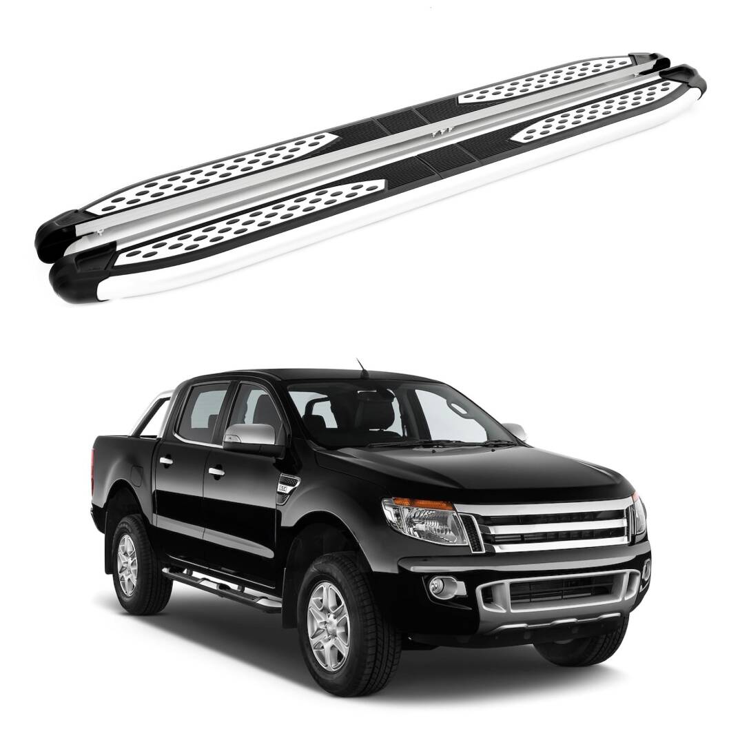TURTLE Fits Ford Ranger (T6-P375/Px) 2011-2022 Side Step Plus Silver - 1