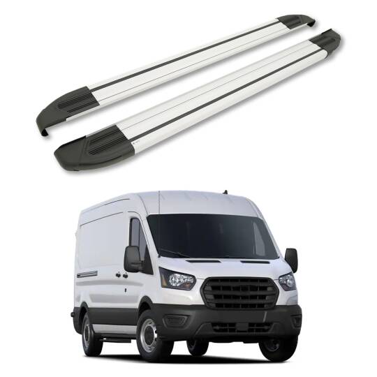 TURTLE Fits Ford Transit 2014-2025 / Mwb Side Step Brillant Silver - 1