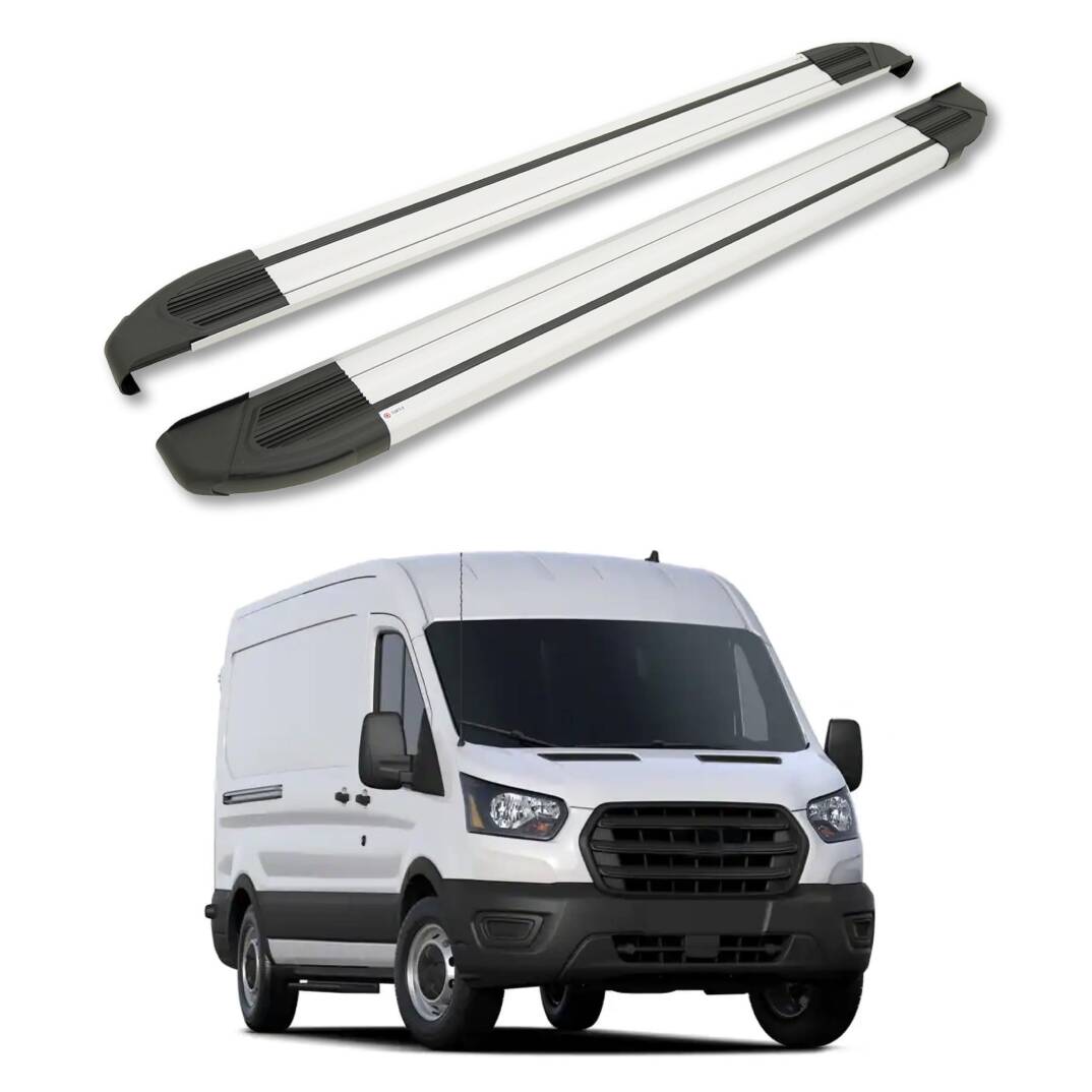 TURTLE Fits Ford Transit 2014-2025 / Mwb Side Step Brillant Silver - 1