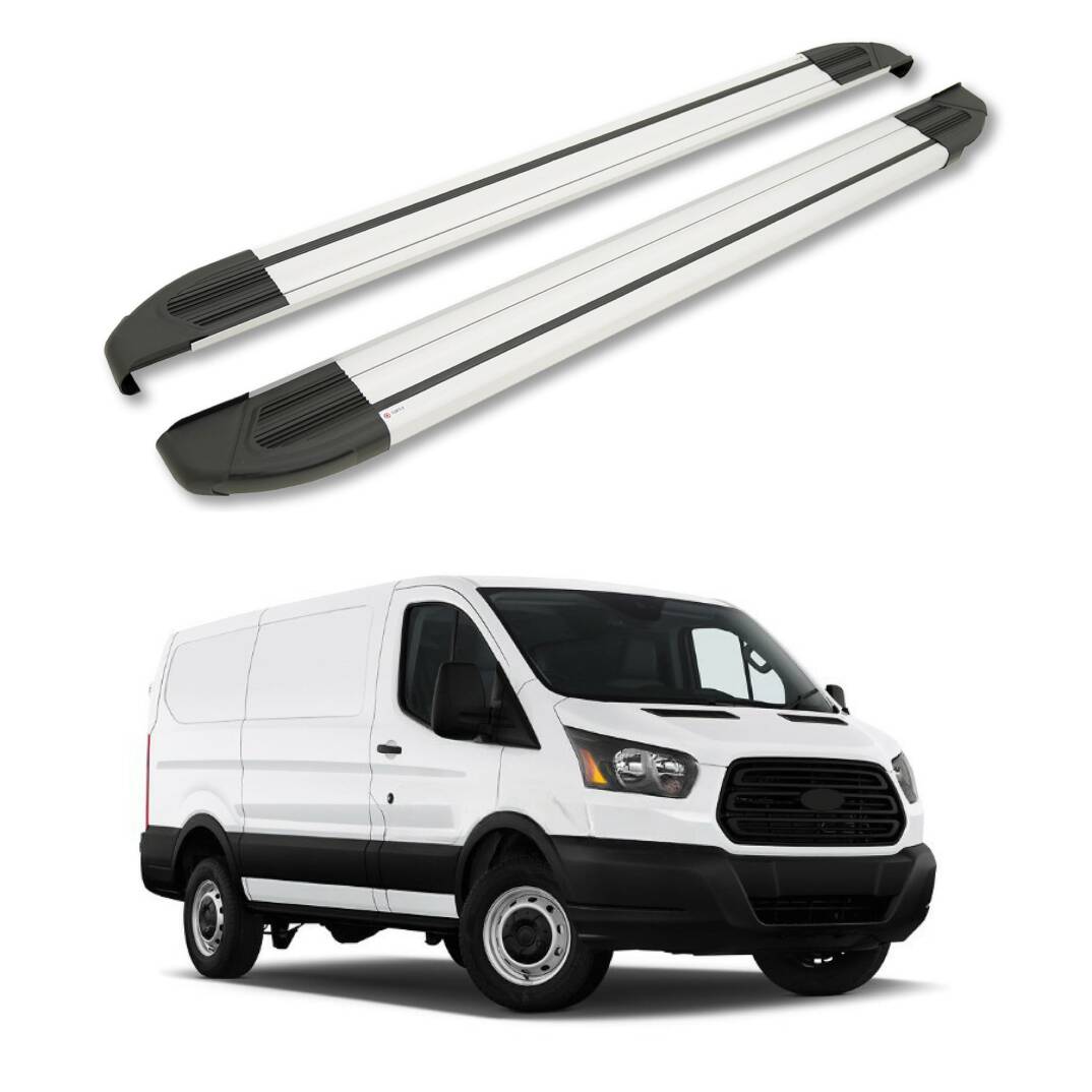 TURTLE Fits Ford Transit Trail 2021-2025 / Mwb Side Step Brillant Silver - 1