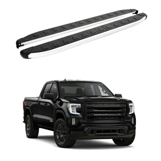 TURTLE Fits Gmc Sierra (5Th) 2019-2025 Side Step Alyans Silver