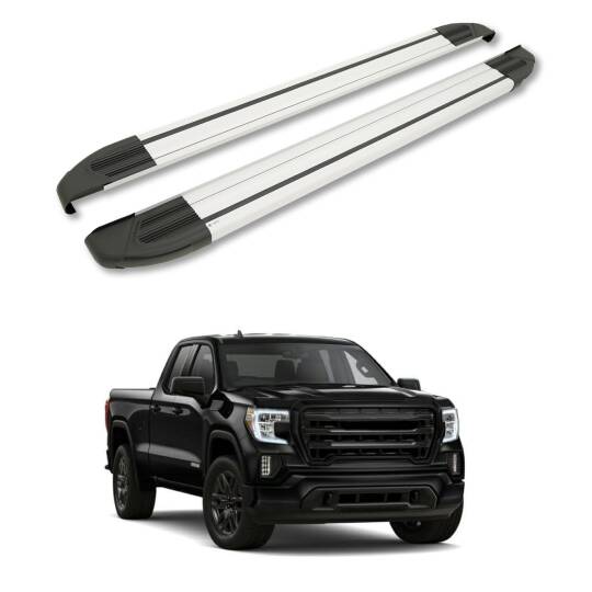 TURTLE Fits Gmc Sierra (5Th) 2019-2025 Side Step Brillant Silver