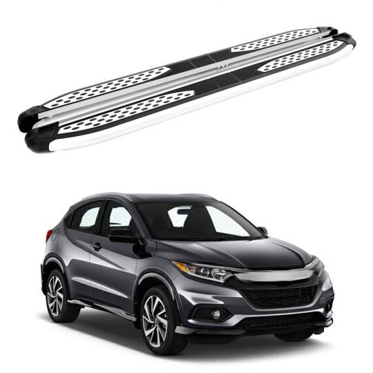 TURTLE Fits Honda Hr-V (Mk2) 2014-2020 Side Step Plus Silver