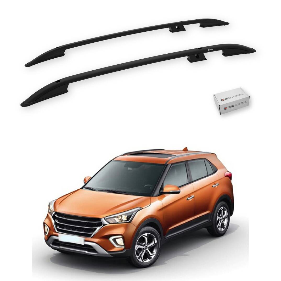 TURTLE Fits Hyundai Creta (Gs) 2015-2020 Roof Rail Crown Black - 1