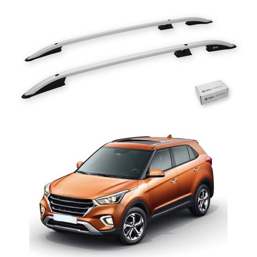 TURTLE Fits Hyundai Creta (Gs) 2015-2020 Roof Rail Crown Silver - 1