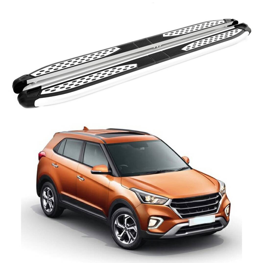TURTLE Fits Hyundai Creta (Gs) 2015-2020 Side Step Plus Silver - 1