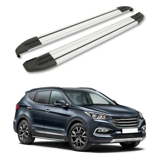 TURTLE Fits Hyundai Grand Santa Fe (Dm) 2013-2018 Side Step Brillant Silver