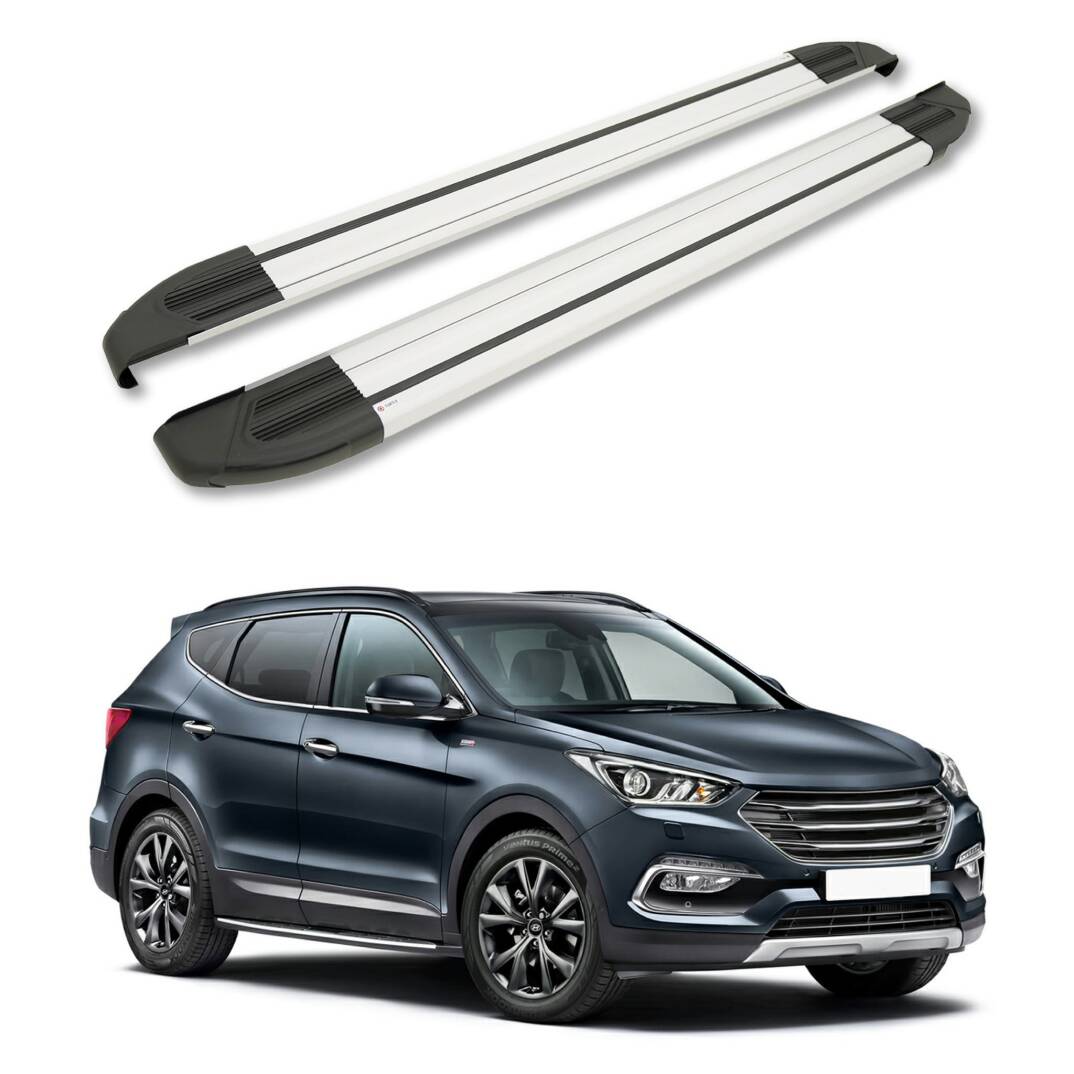 TURTLE Fits Hyundai Grand Santa Fe (Dm) 2013-2018 Side Step Brillant Silver - 1