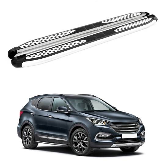 TURTLE Fits Hyundai Grand Santa Fe (Dm) 2013-2018 Side Step Plus Silver