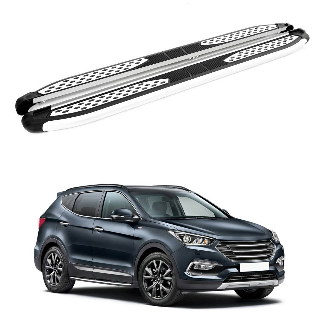 TURTLE Fits Hyundai Grand Santa Fe (Dm) 2013-2018 Side Step Plus Silver - 1