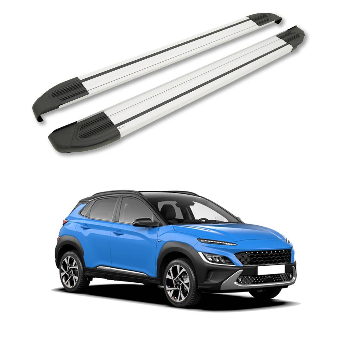 TURTLE Fits Hyundai Kona 2017-2023 Side Step Brillant Silver - 1