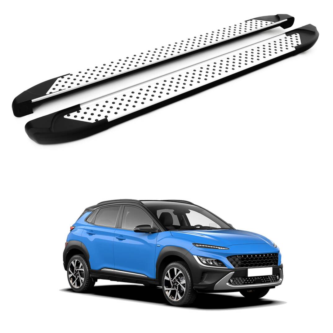 TURTLE Fits Hyundai Kona 2017-2023 Side Step Sapphire V1 Silver - 1
