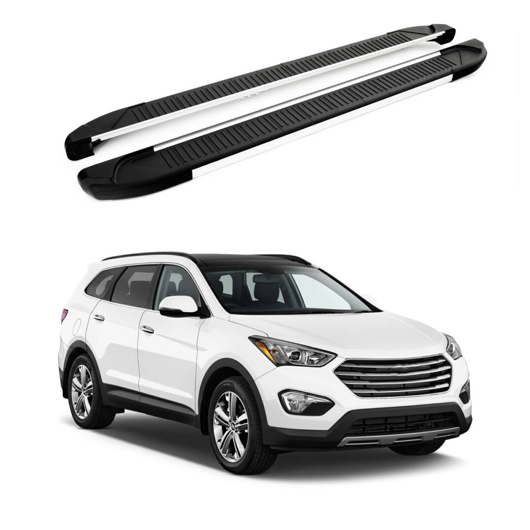 TURTLE Fits Hyundai Santa Fe (Dm) 2013-2018 Side Step Another Silver - 1