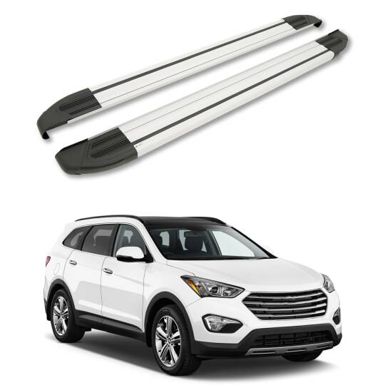 TURTLE Fits Hyundai Santa Fe (Dm) 2013-2018 Side Step Brillant Silver