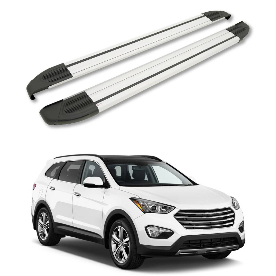 TURTLE Fits Hyundai Santa Fe (Dm) 2013-2018 Side Step Brillant Silver - 1