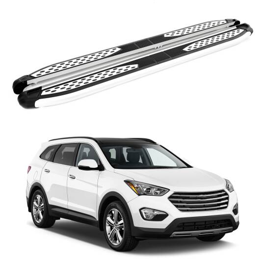 TURTLE Fits Hyundai Santa Fe (Dm) 2013-2018 Side Step Plus Silver
