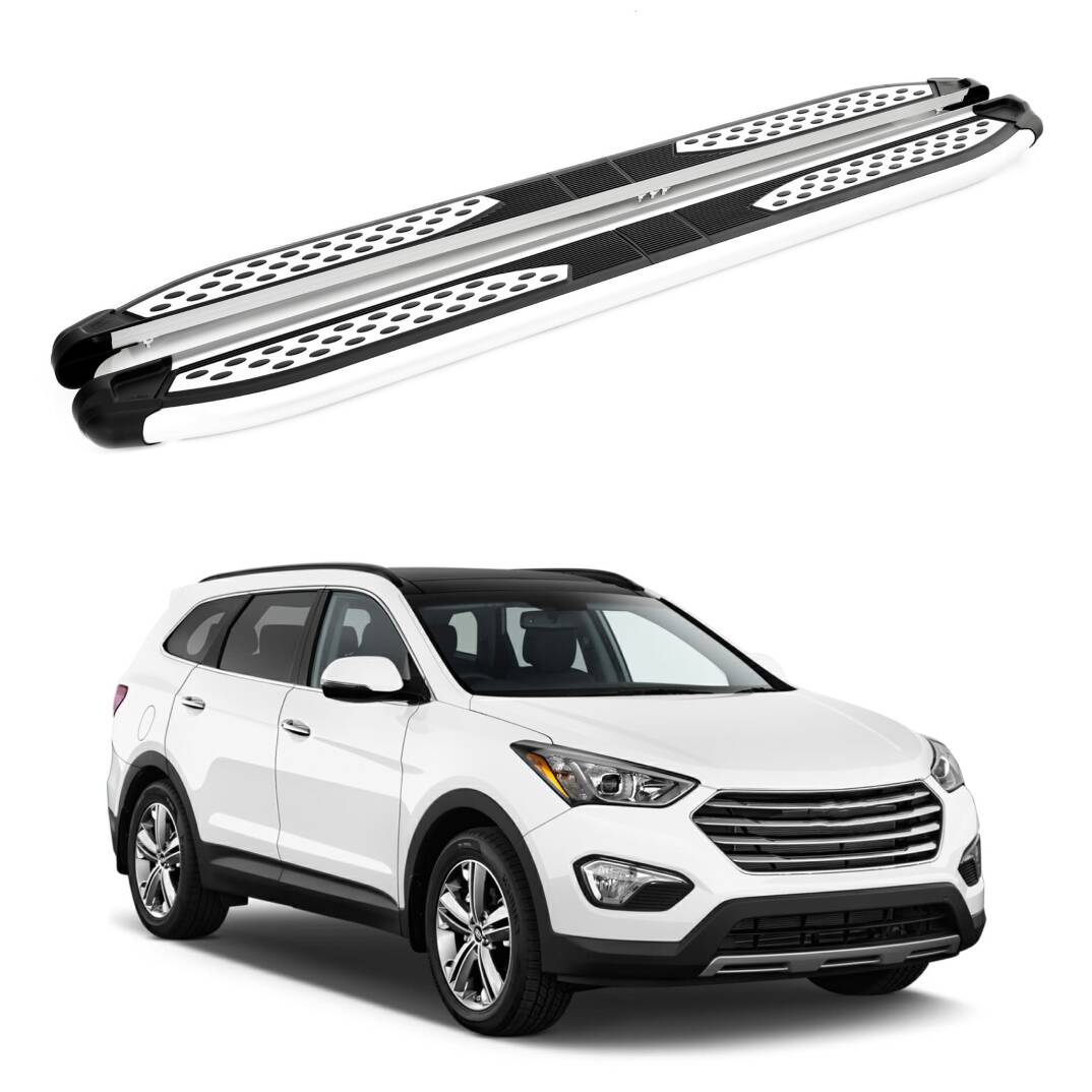 TURTLE Fits Hyundai Santa Fe (Dm) 2013-2018 Side Step Plus Silver - 1