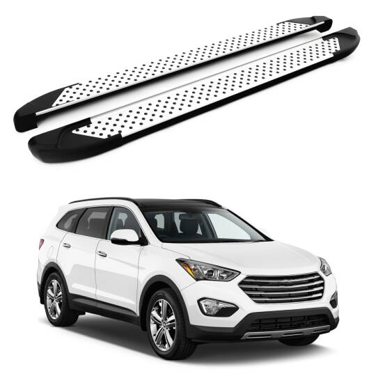 TURTLE Fits Hyundai Santa Fe (Dm) 2013-2018 Side Step Sapphire V1 Silver