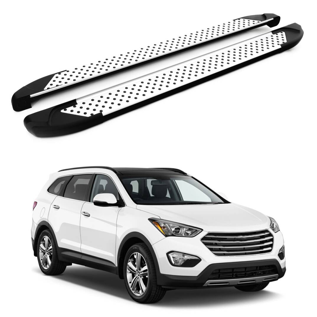 TURTLE Fits Hyundai Santa Fe (Dm) 2013-2018 Side Step Sapphire V1 Silver - 1