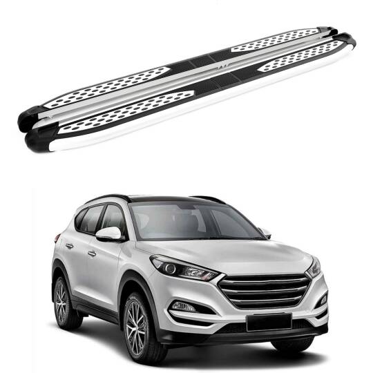 TURTLE Fits Hyundai Tucson (Tl) 2016-2021 Side Step Plus Silver