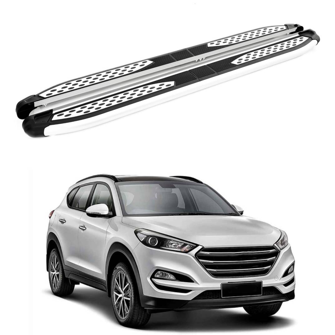 TURTLE Fits Hyundai Tucson (Tl) 2016-2021 Side Step Plus Silver - 1