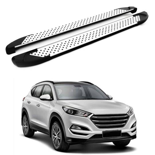 TURTLE Fits Hyundai Tucson (Tl) 2016-2021 Side Step Sapphire V1 Silver