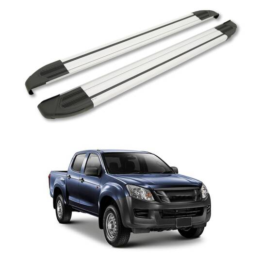 TURTLE Fits Isuzu D-Max (Rt50) 2012-2015 Side Step Brillant Silver