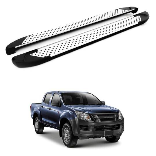 TURTLE Fits Isuzu D-Max (Rt50) 2012-2015 Side Step Sapphire V1 Silver