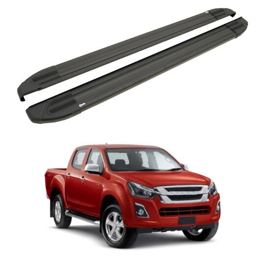 TURTLE Fits Isuzu D-Max (Rt85) 2016-2019 Side Step Brillant Black
