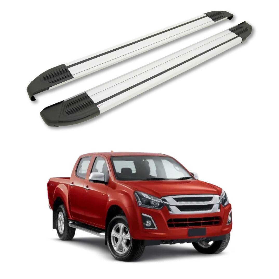 TURTLE Fits Isuzu D-Max (Rt85) 2016-2019 Side Step Brillant Silver - 1