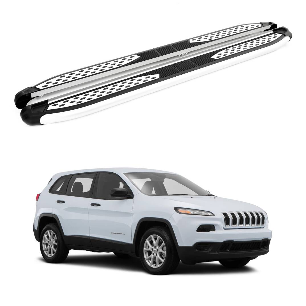 TURTLE Fits Jeep Cherokee (Kl) 2014-2025 Side Step Plus Silver - 1