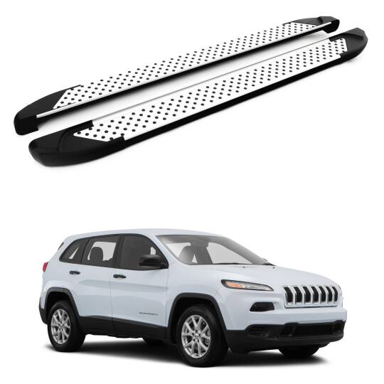 TURTLE Fits Jeep Cherokee (Kl) 2014-2025 Side Step Sapphire V1 Silver