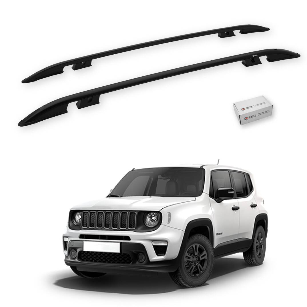 TURTLE Fits Jeep Renegade (Bu) 2015-2025 Roof Rail Crown Black - 1