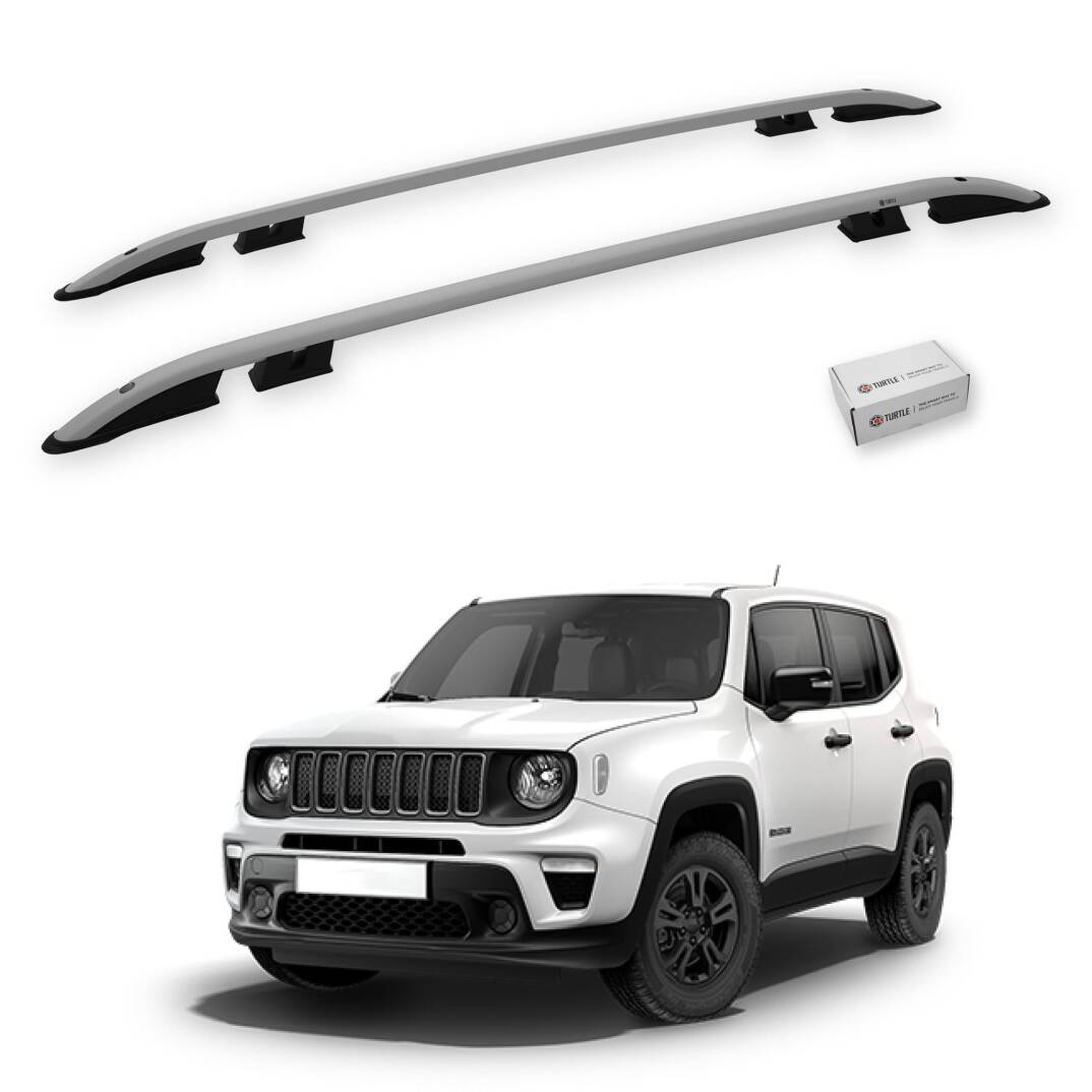 TURTLE Fits Jeep Renegade (Bu) 2015-2025 Roof Rail Crown Silver - 1