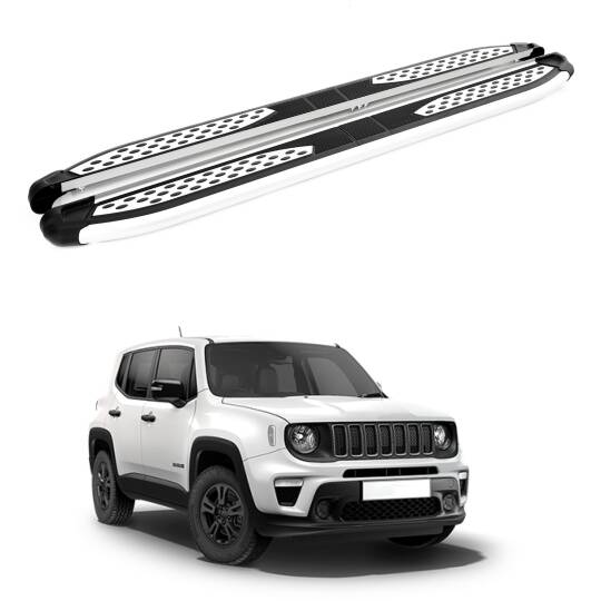 TURTLE Fits Jeep Renegade (Bu) 2015-2025 Side Step Plus Silver